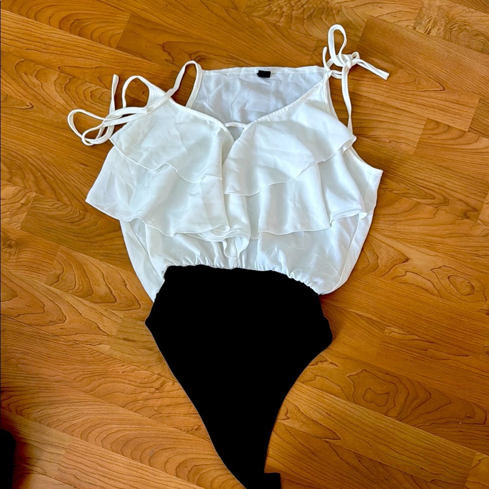 White Ruffle Bodysuit